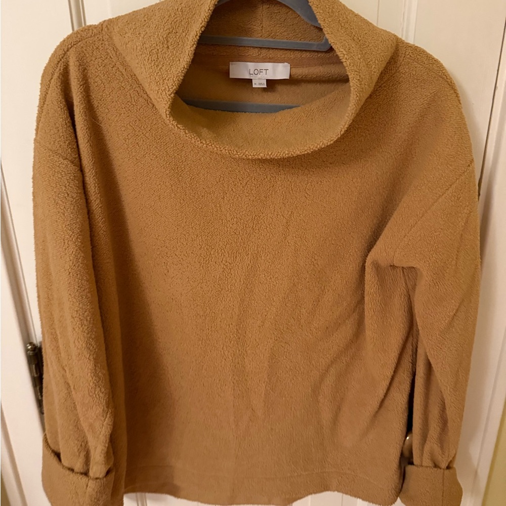 LOFT Camel Cowl Neck Pullover Sweater